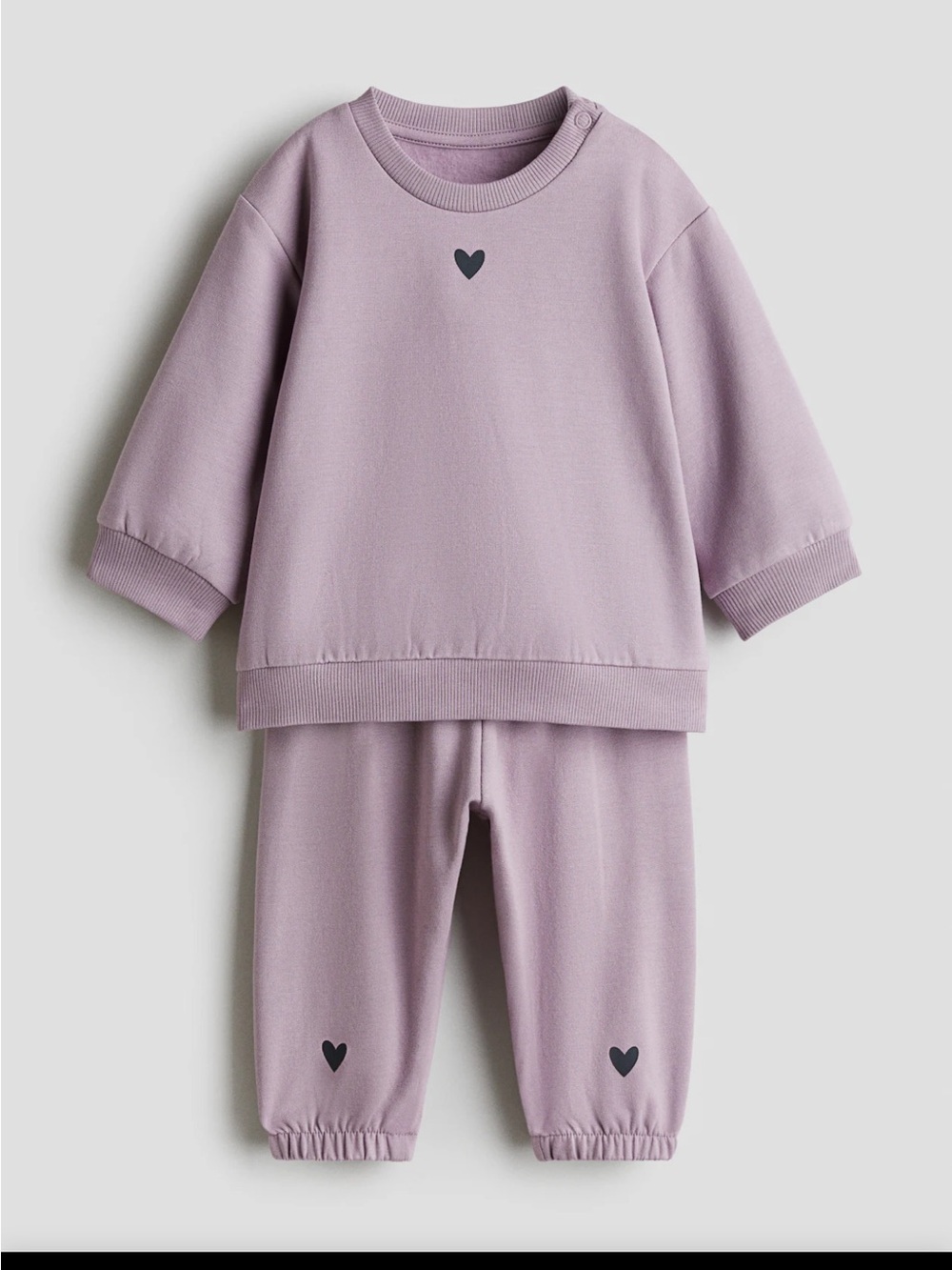 H&M Kids Purple Heart Sweatshirt & Joggers Set